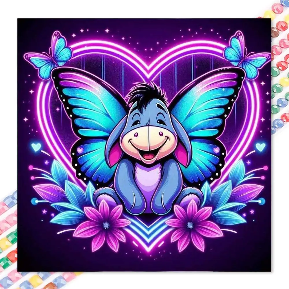 1 set of DIY diamond painting kit, 5D diamond art set, DIY colorful cartoon donkey mosaic, diamond art, DIY home decoration, suitable for Christmas, Diamond Pattern Design