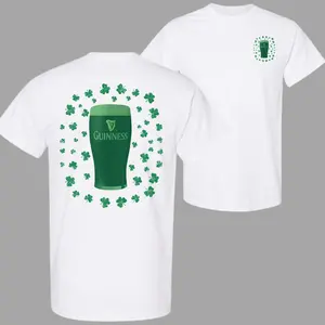 Green Guinness St Patrick’s Day Beer T-Shirt, Funny Irish Celebration Shamrock Graphic Tee, Lucky Drinking Party Shirt, St Paddy’s Day Outfit, Unisex 100% Cotton Tee, Casual Trendy Holiday Wear, Gift for Men and Women