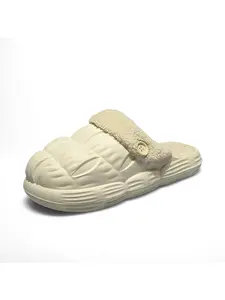 Women's Solid Color Textured Thermal Lined Sports Slippers, Casual Comfortable Home Slippers, Warm Slippers for Indoor & Outdoor Use for Fall & Winter