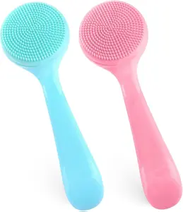 2Pack Silicone Face Brush Manual Face Scrub Brush Soft Facial Brushes Waterproof Exfoliating Face Brush Skin Friendly Face Cleaner Brush for Women and Men Blackheads Makeup Residues Removal