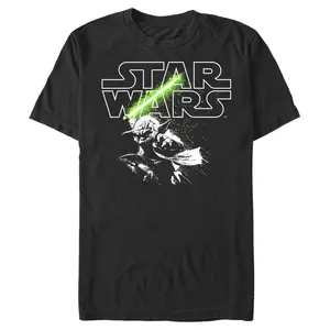 Men's Star Wars: A New Hope Yoda Light Saber Logo T-Shirt