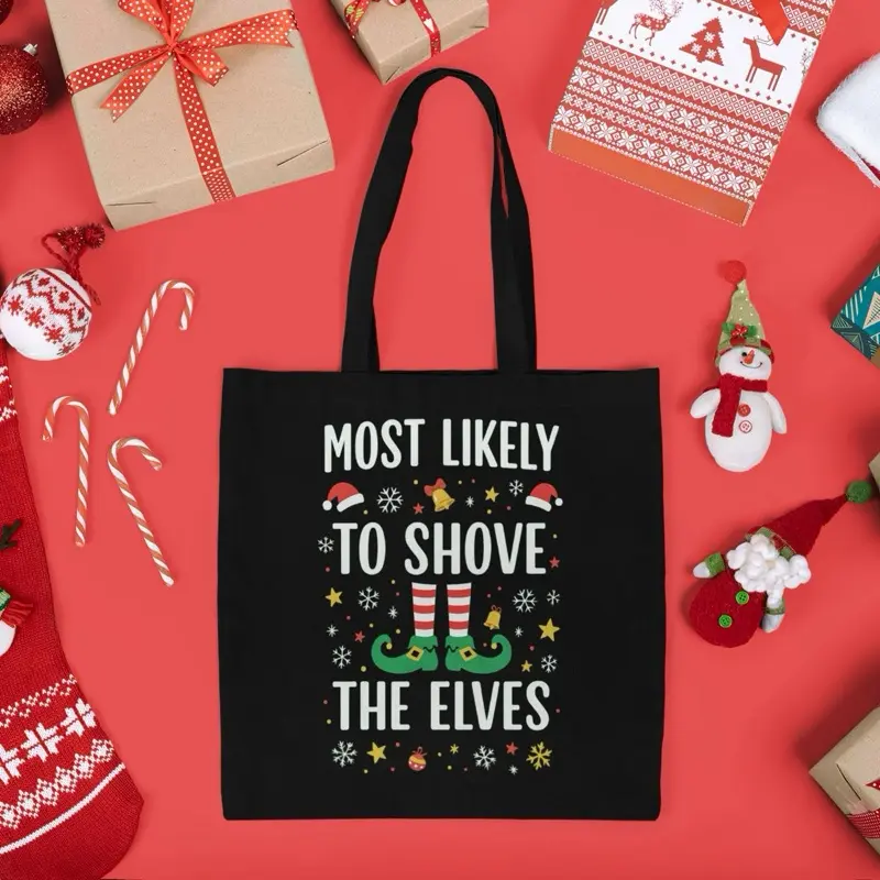Most Likely To… Christmas Tote Bags  | Funny Holiday Gift Bags | Festive Reusable Shopping & Gift Totes