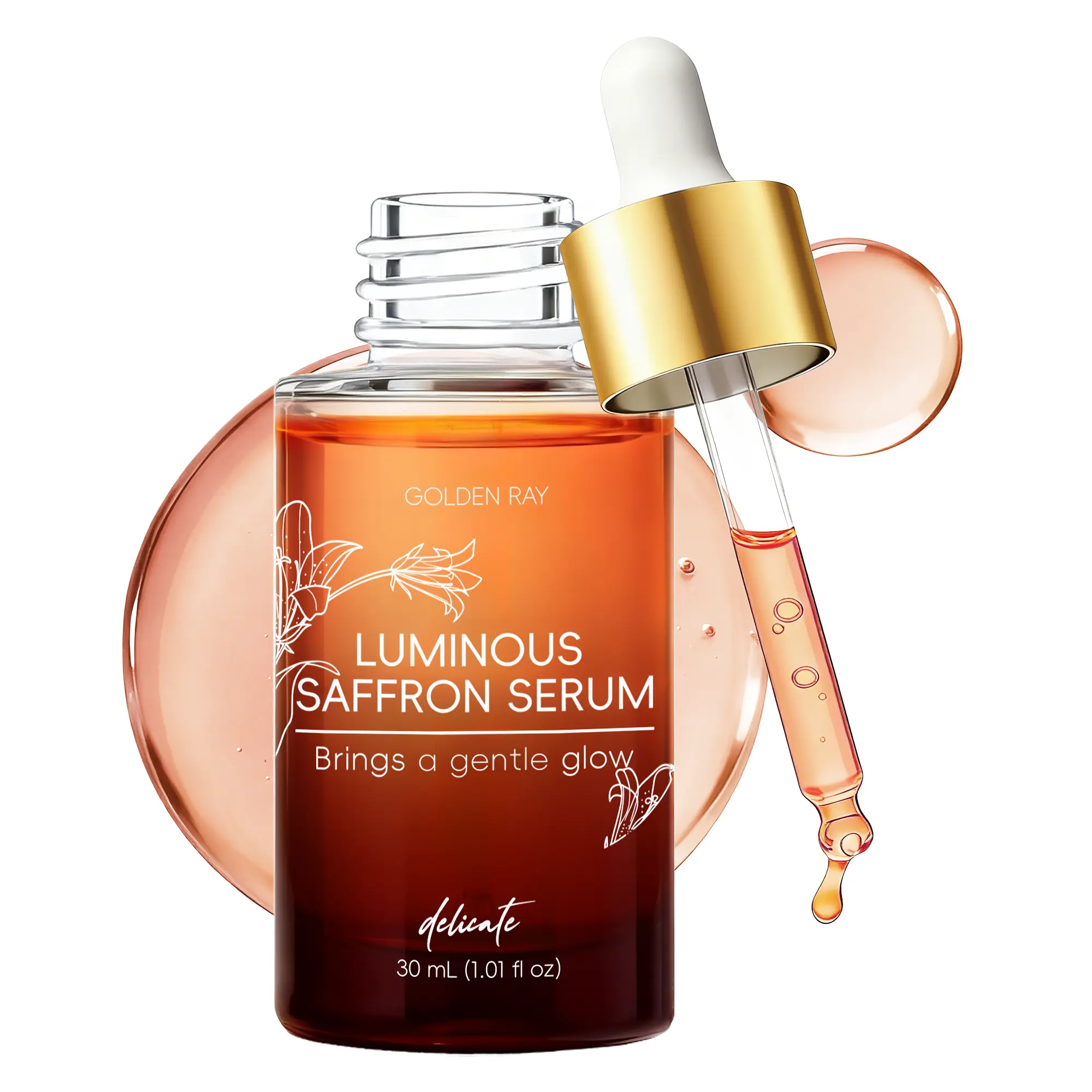Brightening Saffron Serum with Tumeric & Niacinamide 30 mL, for Even Skin Tone and Radiant Complexion, Dark Spot Serum Vitamin C Alternative, Glow Facial Serum Anti Aging Skincare Tightening Treatment, Pores removal Glass Skin