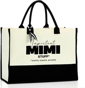 CHRISTMAS GIFT  Mimi Grandma Tote Bag – Reusable Canvas Gift Bag for Mother’s Day, Birthday, Grocery & Beach Use