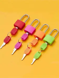 Portable small colored plastic luggage padlock, Anti Theft Padlock, 1 padlock with 2 keys, colored shell/23mm zinc alloy/TSA certified luggage lock, Anti Theft Locks