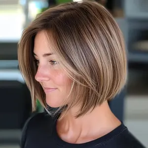 Fashion New Women's Natural Looking Human Hair Wig - Straight Bob Cut with 13x4 Lace Front, Pre-Plucked Hairline & 150% Density - Light Brown/Blonde/Balayage Highlights for Everyday, Party, Festival - Realistic Hairline & Fullness - Suitable for All Light