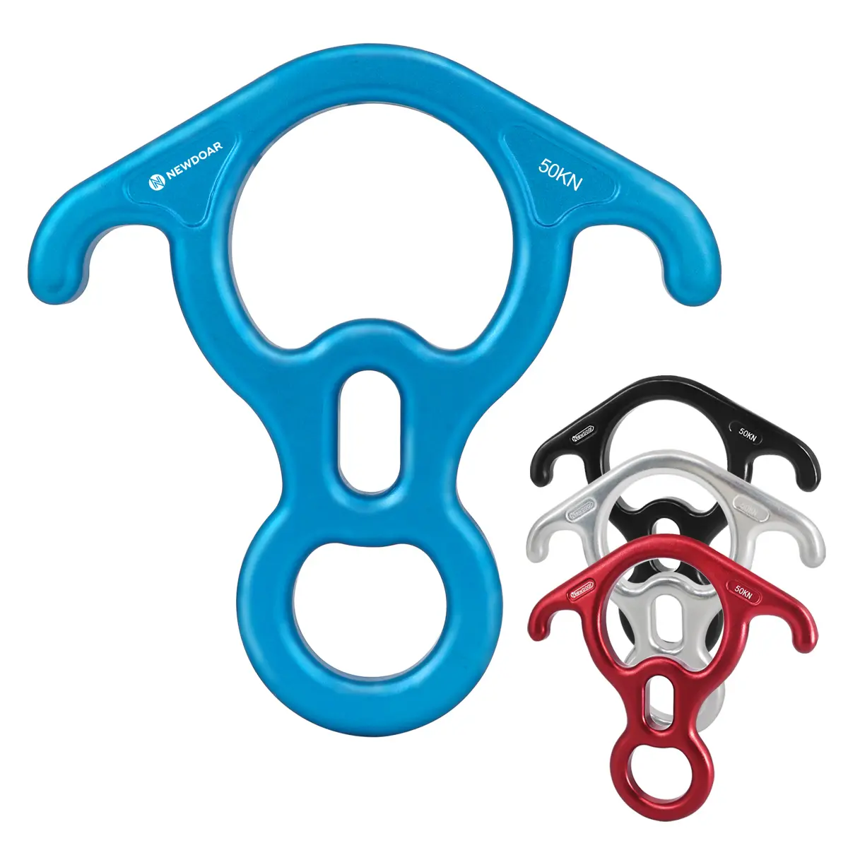NEWDOAR Professional 8 Descender - 50KN/11000 LBS Thickened 7075 Aluminum Alloy Rigging Plate, Friction Control, Large Bent-Ear Design for Mountaineering Safety & Technical Rope Rescue