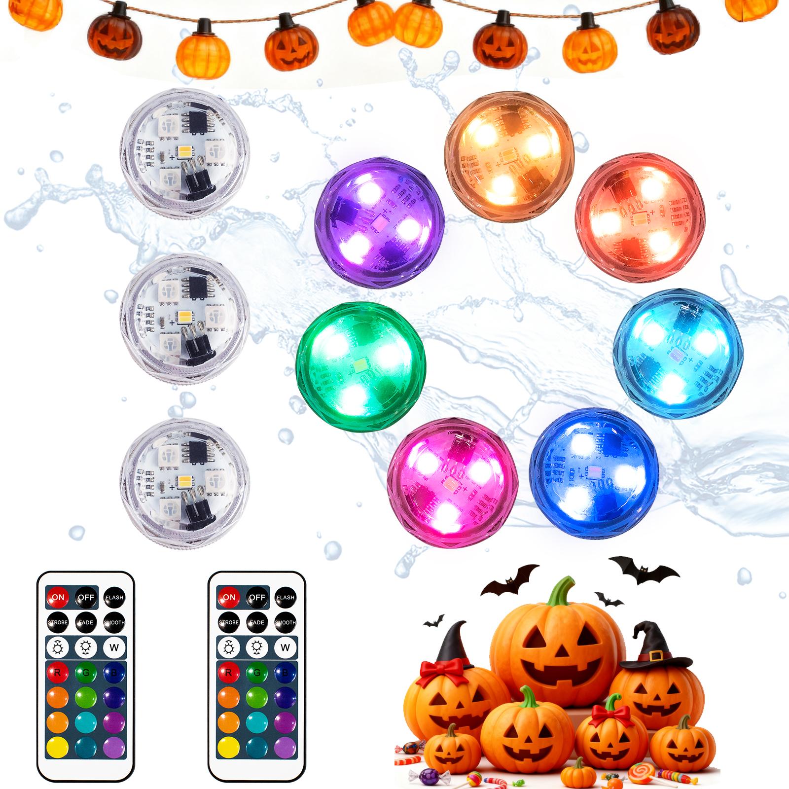 HL Small submersible LED lights with remote control, mini LED light, waterproof tea light, underwater lights, flameless candles, suitable for vases, fish tanks, hot tubs, parties, weddings, Halloween decorations