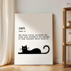 1PC Framed Canva Poster, Cat Art Poster, Artwork, Mural, Bedroom, Bathroom, Office, Wall Decoration Wall Art, For Living Room, Wall Decor For Bedroom, Home Room Decor