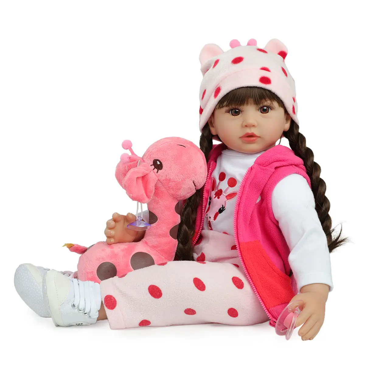 *Reborn 24-Inch Baby Doll with Realistic Long Hair, Soft Cloth Body, and Feeding Kit Toys for Children Aged 3+ Stuffed Animal sonny angels