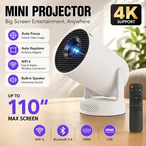 [US warehouse] Mini Projector 4K support with Dual-Band WIFI6 5G Wireless 5.4 Bluetooth Android 11, Soundbase Speaker, Manual focus, Auto Vertical Keystone 180°Rotatable Portable Proyector for Home Bedroom Outdoor #SummerVibes