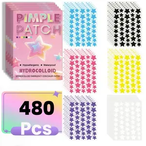 480pcs Pimple Patches for Face, Hydrocolloid Acne Patches, Blemish Patches, Hypoallergenic Patches, Cute Star Zit Covers, Colorful Spot Stickers with Tea Tree, Salicylic Acid & Cica Oil, Blemish Relief Care, Skin Repair