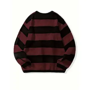 Autumn Winter New American Dark BF Casual Style Loose Fit High School Teenager Long Sleeve Sweater Couple Matching Striped Design for Men & Women