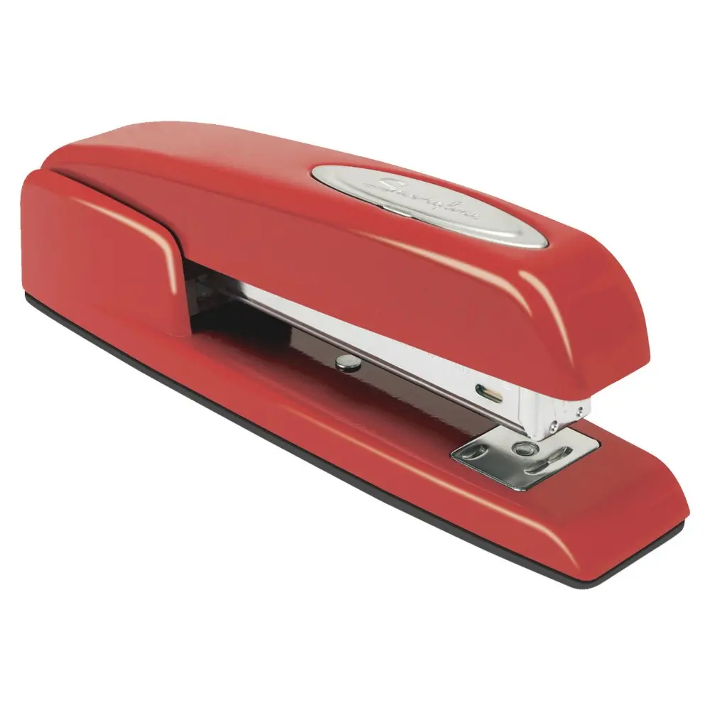 Acco 747 Full Strip Business Paper Stapler - Steel Body, Ergonomic Design, Finger-Contoured Rubber Base, Jam-Resistant Inner Channel, 35450 Staples Compatible, Fastens Up to 20 Sheets, 210 Staple Capacity, Red Office Pinning Tool