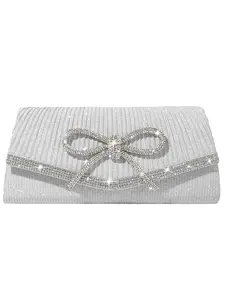 Bow Evening Bag Sparkly Clutch Purses for Women Wedding Glitter Rhinestone Party Prom Purse Dressy Clutch Bags Elegant Stylish Purse | Bow, Sparkly, Wedding, Glitter, Rhinestone, Party