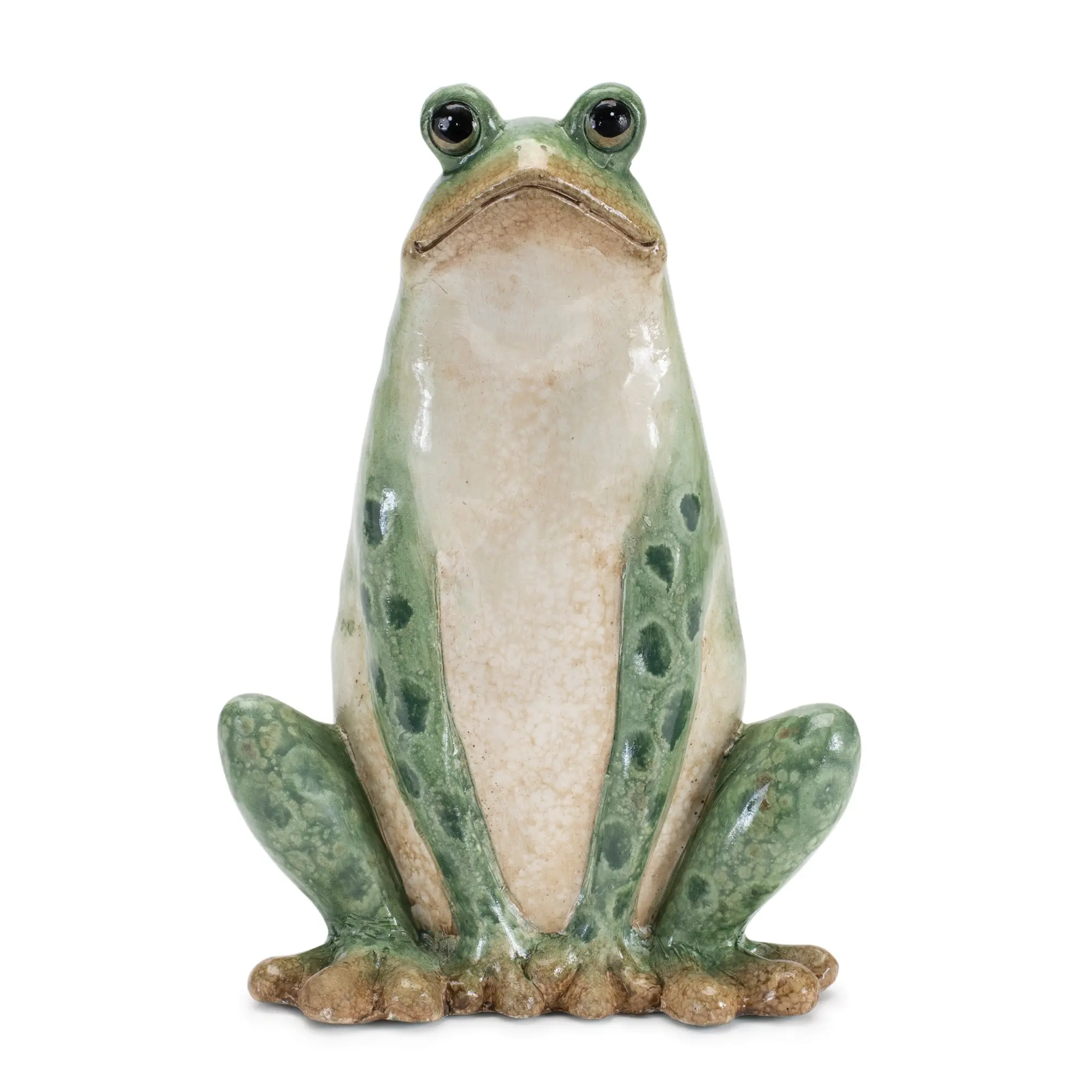 Frog Set of 2 7.5"L x 10.5"H Ceramic with Natural Design