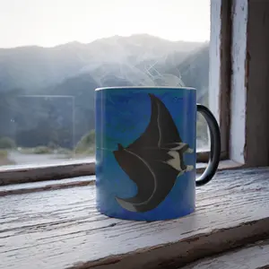 Glossy 11oz Color-Changing Manta Ray Ceramic Coffee Mug - Heat-Reveal Color Change Mug for Coffee, Coffee Mugs
