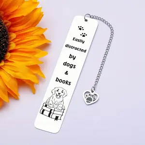 Dog Themed Bookmark, 1/5/10pcs Stainless Steel Bookmark with Pendant, Book Mark for Book Lovers, Office Stationery & Supplies