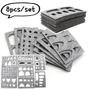 8-Piece Mixed Geometric Wool Felt Stamping Kit, Hollow Template Set for DIY Handmade Needle Felting Tools, Craft Making Supplies
