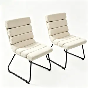 Modern 2-Piece Beige Dining Chair Set, Soft Padded Cushion Chairs with Comfortable Backrest, Multipurpose Ergonomic Side Chairs Suitable for Kitchen Living Room Home Office Indoor Use