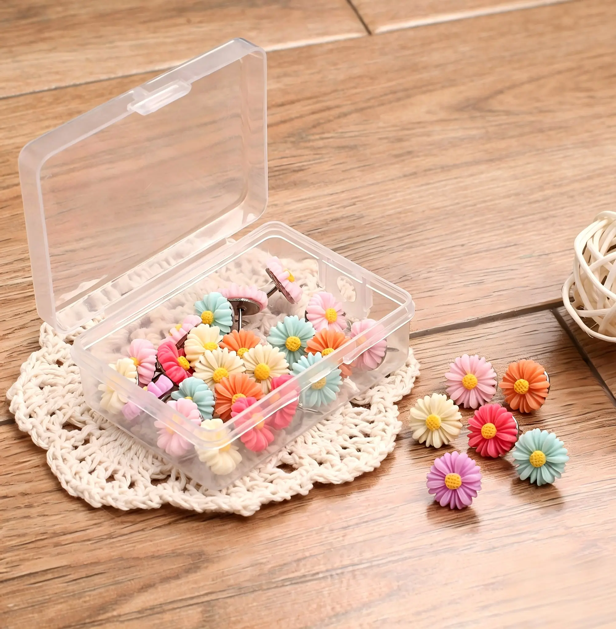 24 Pieces Flower Pushpins Flower Thumb Tacks Decorative Floret Push Pins Colorful Floret Thumbtacks for Photo Wall, Feature Wall, Whiteboard, Cork Board, Map, Bulletin Board, Office or Home