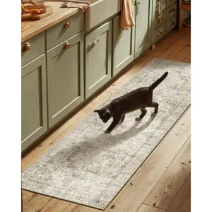 Machine Washable Kitchen Runner Rugs: 2'6"x8' Hallway Rug Non Slip Low Pile Stain Resistant Soft Carpet Runners for Hallways Indoor Entryway Kitchen Laundry Room Bedroom FarmhouseGift