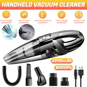 Handheld Vacuum Cleaner with 2200mAh Battery 6000Pa Suction Power Over Voltage Current Temperature Charge Short Circuit Protection