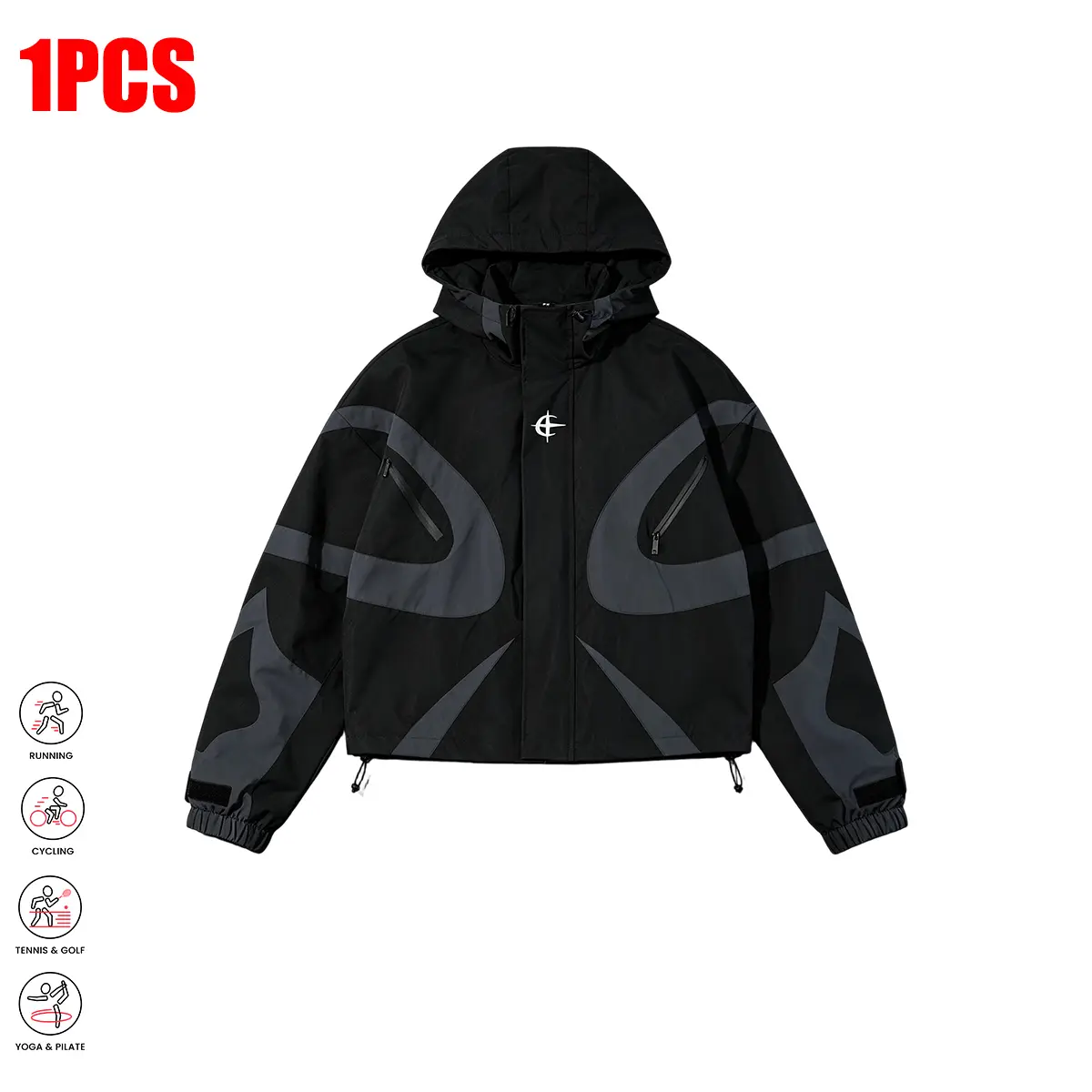 Men’s sports outdoor color-block zip-up hooded jacket for spring, autumn, and winter—thin flight jacket; stylish hooded motorcycle-style outerwear top with comfortable fabric, dropped shoulders, and a printed casual jacket design.