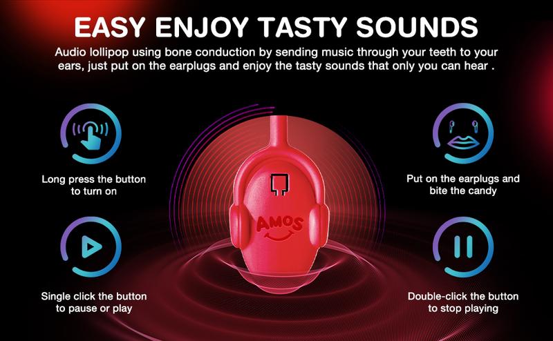 Amos TastySounds Music Lollipops Sugar-Free Audio Candies with Bone Conduction Tech Strawberry Blueberry Watermelon Snack Perfect Party Favor Amos TastySounds Music Lollipops Sugar-Free Audio Candies with Bone Conduction Tech Strawberry Blueberry Watermelon Snack Perfect Party Favor