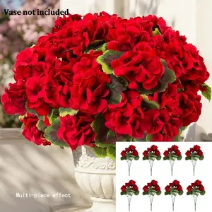 8 Pcs Artificial Ivy Geranium Hanging Plants, Realistic Silk Foliage Flowers, UV Resistant Weatherproof No Fade, Indoor Outdoor Fake Greenery Decor House Plants Decor for Home Garden Patio Office Porch Balcony Wall Hanging Decoration, Red