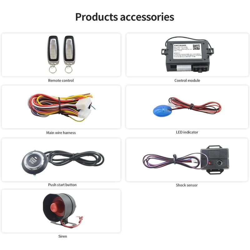EC012 Smart Phone APP Car Alarm with Remote Start Button Start Button Induction Unlock Lock Keyless Entry DC12V