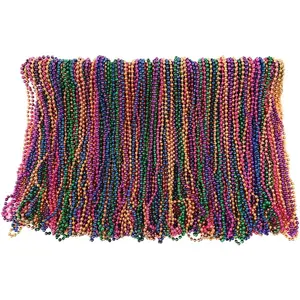 Beads - 120 Pack, 33 Inch 7mm Bead Necklaces, Bulk Party Favors for Parades, Festivals, Masquerades, Carnival, Events & Decorations (Assorted Colors)