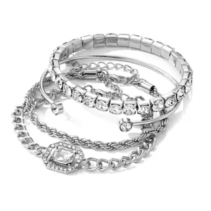 Fashion Design Bracelet (4pcs),Stackable Bracelet for Women & Girls,Fashion Jewelry for Party,Daily Clothing Decor