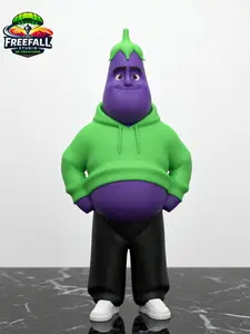 CHUNK THE EGGPLANT-Freefall Studio AI Fruit Drama Produce Posse 3D-Printed Characters for TikTok Shop Exclusive