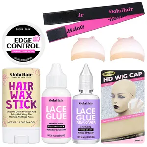 Wig Glue 1.28OZ, Waterproof Lace Glue for Wigs & Install Kit (Lace Adhesive/Wig Glue Remover/Hair Wax Stick/Edge Control/Elastic Melting Band/HD Wig Caps)