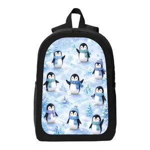 Penguin Themed Print Backpack Lightweight Casual Backpack with Zip Closure Adjustable Straps, Applicable to for Women and Men