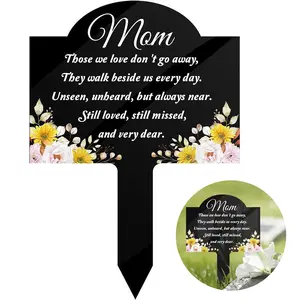 Acrylic cemetery commemorative plaque, outdoor courtyard wooden stake tombstone - waterproof, commemorative plaque for dear mother, expressing longing for the deceased mother