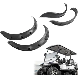 Golf Cart 4PCS Fender Flare Compatible with Icon Advanced EV and Evolution Forester 4 or 6 Passenger Seat Golf Cart Black ABS