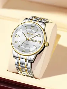 Men's Business Fashion Round Dial Quartz Watch, with Box, Fashion Waterproof Watch for Party, Daily Decor, Trendy All-match & Exquisite Watch for Birthday Gift