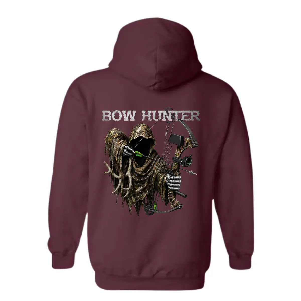 Bow Hunter Hoodie - Camouflaged Archer Graphic with Compound Bow Design, Perfect for Bowhunters and Outdoor Enthusiasts, Comfortable Unisex Hoodie for Hunting Season Menswear Sweaters