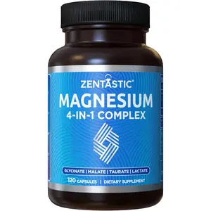 Zentastic Magnesium Complex 4-in-1 Supplement – Magnesium Glycinate, Malate, Taurate & Lactate – Chelated High Absorption for Nerves, Muscles, Bones & Immune Support – 120 Capsules