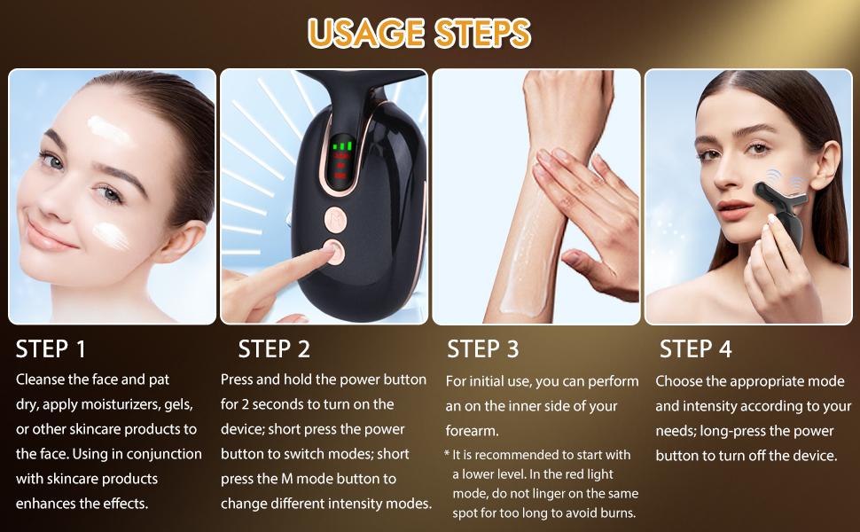 Neck & Facial Massager, 3-in-1 EMS, RF & LED Light Therapy, Orange, Red & Blue Light Modes, Adjustable Intensity, Perfect Gift for Valentine's Day, Christmas, and Halloween