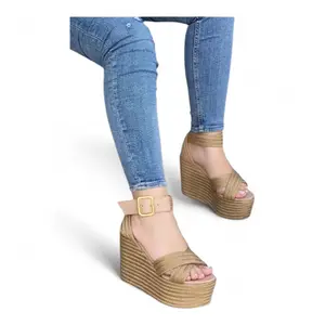 Jute Women's Natural Jute High Heels - 12cm Wedge Heel, Elegant Crossed Straps, Secure Fit, Warm Brown Classy Stylish Footwear for Special Occasions, Casual Events, Heeled, Shoe, Fashion