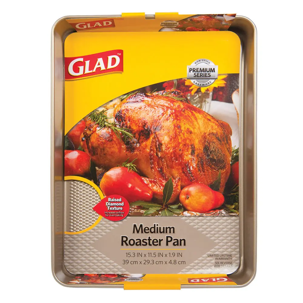 GLAD Premium Gold Roaster Pan - 15.3in x 11.5in x 1.9in