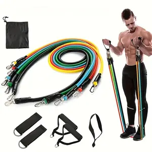 11-Piece Multi-Functional Resistance Band Set, Fitness Kit for Upper Body Workouts with Yoga Stretching Rope and Durable Band