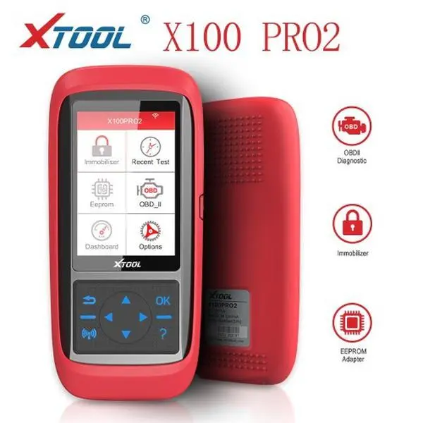XTOOL X100 Pro2 Handheld Auto Key Programmer, 1 Main Unit, 1 pc EEPROM Adapter, Micro USB, TFT Display - 9-18V, Full Strong Database for Major Vehicle Makes, Easy Step-by-Step Guided Menu Operation, IMMO/OBDII Car Repair Tool