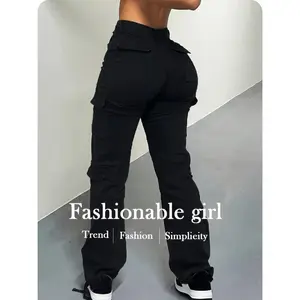 Women's Y2K Retro Work Pants - High-Stretch Multi-Pocket Cargo Trousers, Straight-Leg All-Season Black Office & Casual Pants, Durable Heavy-Duty Fabric (Machine Washable) for Professional, Casual Attire & Street Style Outfits