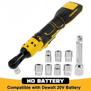 3/8" Cordless Electric Ratchet Compatible with DeWalt 20V MAX Battery – 45 ft-lbs Torque, Variable Speed up to 500 RPM, 8-Piece Socket Set (Tool Only)