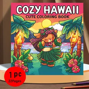 Cozy Hawaii Bold & Easy Coloring Book: 22 Cute Tropical Themes Summer Pages on 120GSM No-Bleed Paper, Stress Relief for Adults & Kids, Aesthetic Design Vacation Vibes for Coloring Lovers