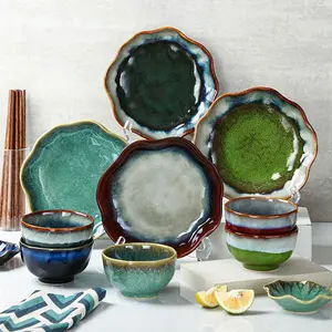 Japanese Style Ceramic Dinnerware Set, High-End Kiln-Burnt Dishes, Vintage Design, Single Person Use, Home Dining Essentials
